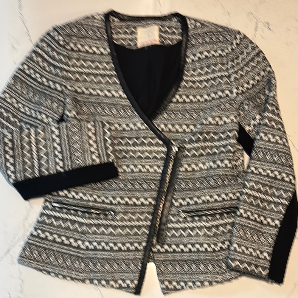 New Rebecca TaylorBlack and White Patterned Blazer